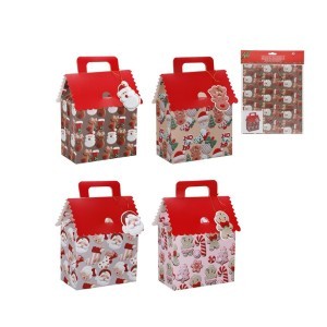 Dėžutė dovanoms Kalėdinis namelis 20x12x27 cm (mix 4) 8445393327044 kld