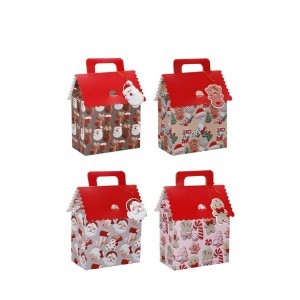 Dėžutė dovanoms Kalėdinis namelis 14x11x19 cm (mix 4) 8445393327037 kld