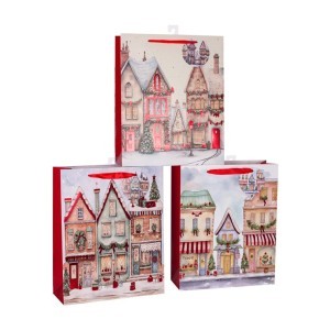 Dovanų maišelis kalėdinis 32x26x10 cm (mix 3) 8445393487007 kld