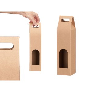 Dovanų maišelis/dėžutė buteliui 9x9x38 cm kartoninis Kinvara 10954