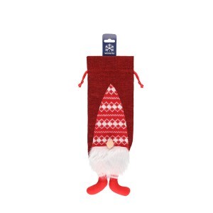 Dovanų maišelis buteliui Nykštukas, medžiaginis (mix) 14x2x40 cm Winteria KLD