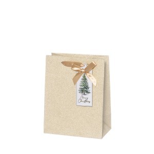 Dovanų maišelis 18x10x23 cm aukso spalvos, su vardo kortele Winteria 650997 KLD