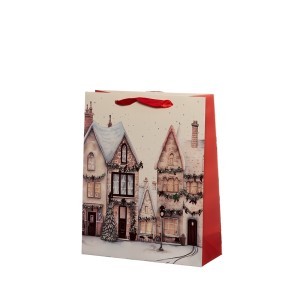 Dovanų maišelis kalėdinis Miestelis 26x10x32 cm (mix) Winteria 651259 KLD