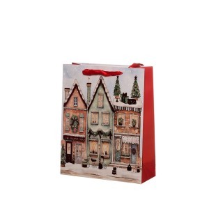 Dovanų maišelis kalėdinis Miestelis 26x10x32 cm (mix) Winteria 651259 KLD