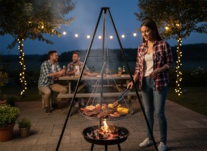 Kepsninė pakabinama reguliuojama trikojė 95x95x147 cm BBQ0162