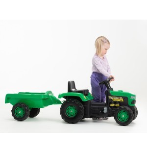 Vaikiškas traktorius su pedalais, priekaba 45x143x53 cm (max 50 kg, 3+ m) Dolu