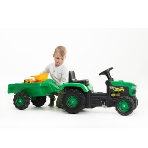 Vaikiškas traktorius su pedalais, priekaba 45x143x53 cm (max 50 kg, 3+ m) Dolu