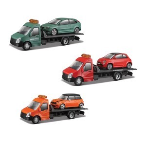 Žaislinis tralas su automobiliu 16x5x6 cm (mix) Bburago 324019