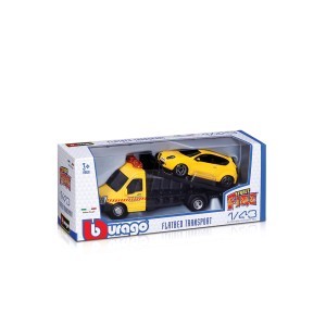 Žaislinis tralas su automobiliu 16x5x6 cm (mix) Bburago 324019