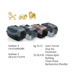 Transportavimo narvas/krepšys 58,5x36,5x33,5cm GULLIVER 3 pilkas 97366 Italija