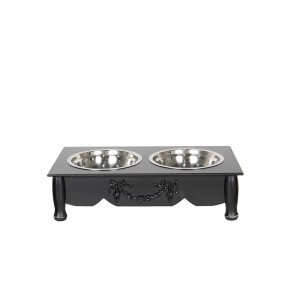 Dubenėlis katei/šuniui dvigubas medinis/metalinis 41x22x12  cm 2x500 ml Clayre