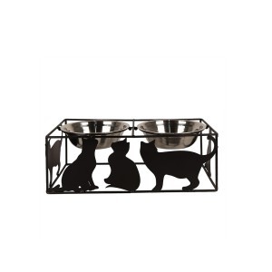 Dubenėlis katėms dvigubas metalinis 38x20x14 cm 2x500 ml Clayre