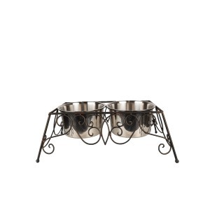 Dubenėlis katėms dvigubas metalinis 46x26x16 cm / 2x2000 ml Clayre