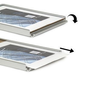 Rėmelis ALIUMINIS atidaromas iš viršaus 21*29.7 sidabrinis plexi