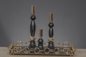 Žvakidė metalinė aukso sp. VC8417B h 27 cm