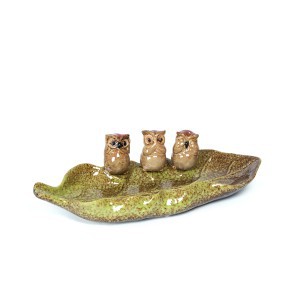 Dekoratyvinė lėkštelė keramikinė Trys pelėdos 35x20x11 cm