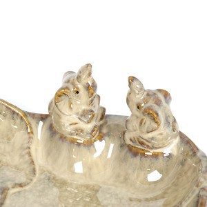 Dekoratyvinė lėkštelė keramikinė Du drambliukai 33.5x21x11 cm