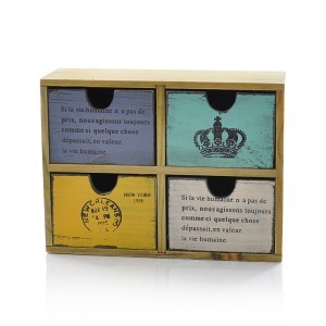 Dėžutė komoda medinė 4 stalčių 26*19*9 cm YM1172