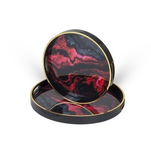 Padėklai 2 vnt. su stiklu apvalūs 45x45x4 (36x36x4) cm AGATE