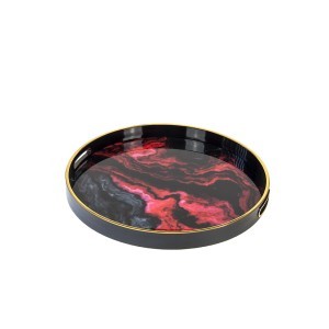 Padėklai 2 vnt. su stiklu apvalūs 45x45x4 (36x36x4) cm AGATE