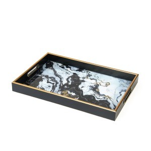 Padėklai 2 vnt. su stiklu 45x30x4.5 (40x25x4.5) cm GRANITE