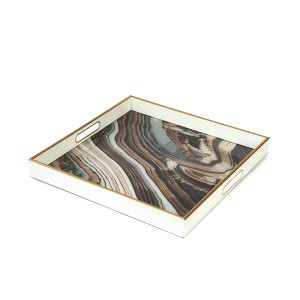 Padėklai 2 vnt. su stiklu 40x40x4.5 cm (35x35x4.5) cm ONYX