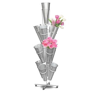 Stovas gėlėms metalo spalvos 4 aukštų 163x47x49 cm 107937