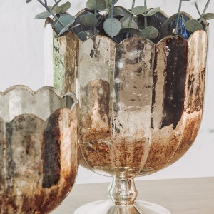 Vaza/žvakidė stiklinė 20x20x25 cm Art glass