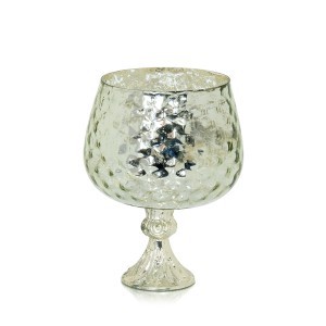 Vaza/žvakidė stiklinė sidabro spl. 20x20x25 cm Art glass