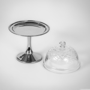 Padėklas metalinis su stikliniu gaubtu 16,5x16,5x23 cm SAVEX