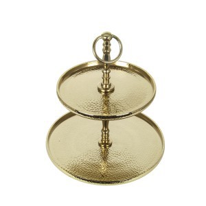 Padėklas metalinis 2 aukštų aukso sp. 25x25x34 cm DECOSILUET