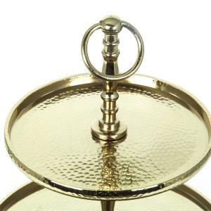 Padėklas metalinis 2 aukštų aukso sp. 25x25x34 cm DECOSILUET