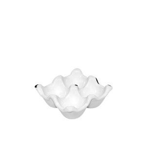 Dėklas 4 kiaušiniams keramikinis baltas 4x10x10 cm 100302