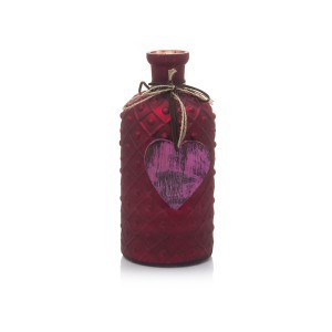 Butelis stiklinis raudonas su širdele GW-24870 10x10x22.5 SAVEX
