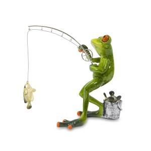 Figūrėlė varlė sužvejojusi žuvį 14,5x15x9 cm 108659