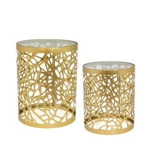 Staliukai metaliniai ažūriniai aukso sp. 2 vnt. 39x39x50  (34.5x34.5x42) cm