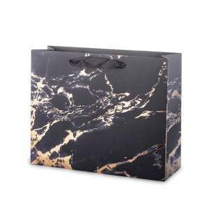 Dovanų maišelis su juodo marmuro piešiniu 31x41x13 cm 135331