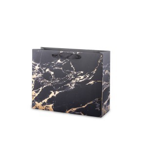 Dovanų maišelis su juodo marmuro piešiniu 11x14x6 cm 135329