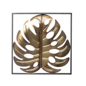 Sienos dekoracija Lapas metalinė auksinės spalvos 47x46x2 cm 129372