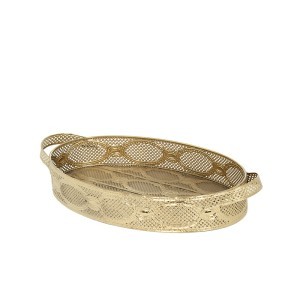 Padėklas metalinis ažūrinis aukso spl.51x27x10.5 cm (Maž)
