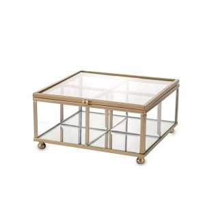 Dėžutė stiklinė su skyreliais aukso spalvos 6.5x13.5x13.5 cm 35837