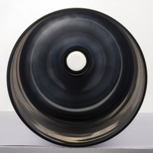 Vaza stiklinė ant kojelės juodos/sidabro sp. 32x19,5x19,5 cm 135242