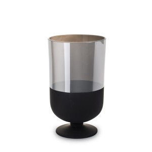 Vaza stiklinė ant kojelės juodos/sidabro sp. 27x16,5x16,5 cm 135241