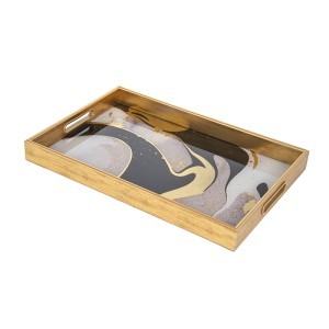 Padėklai 2 vnt. su stiklu 45x30x4.5 (40x25x4.5) cm SELINA