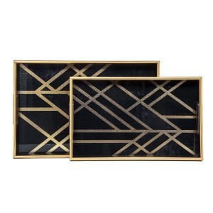 Padėklai 2 vnt. su stiklu 45x30x4.5 (40x25x4.5) cm LINE