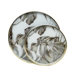 Padėklai 2 vnt. su stiklu apvalūs 45x45x4 (36x36x4) cm OASIS