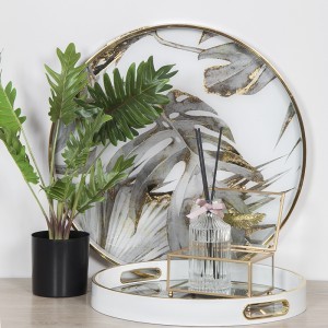 Padėklai 2 vnt. su stiklu apvalūs 45x45x4 (36x36x4) cm OASIS