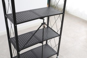 Lentyna ant ratukų juodos spalvos  metalinė 72x34x163 cm GWI6496