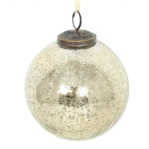 Eglutės papuošalas stiklinis aukso spalvos  (6) d 10 cm ALLURE KLD