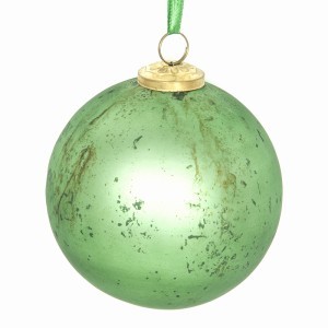 Eglutės papuošalas stiklinis žalios spalvos  (6) d 10 cm ALLURE KLD